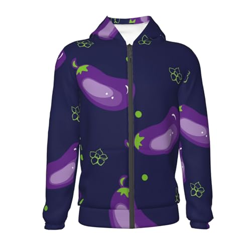 Eggplant Kid Hoodies Boys Zip Up Sweatshirts Girls Pullover with Pocket2