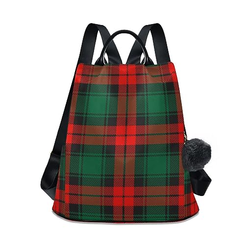 Image of ALAZA Christmas Tartan Plaid Backpack Purse for Women Anti Theft Fashion Back Pack Shoulder Bag
