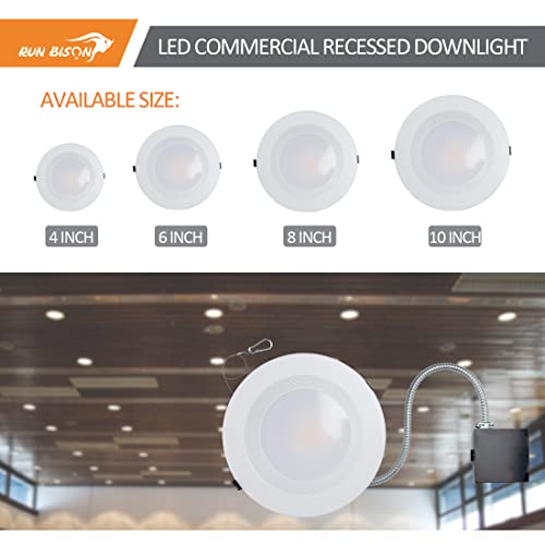 10 Inch Recessed Led Commercial Downlight With J-Box, Wattage Adjustable 22/29/37.5W,3 Color Selectable 3000K-5000K, 120-277V,0-10V Dimmable, Ic Rated,Canless Led Downlight,Ul & Energy Star #TOP6
