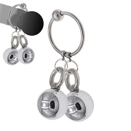 Male 25mm 1-Bead Stainless Steel Ring with 2 Weighted Balls - Single-Bead Endurance Strength Training Gear for Home Fitness & Private Use