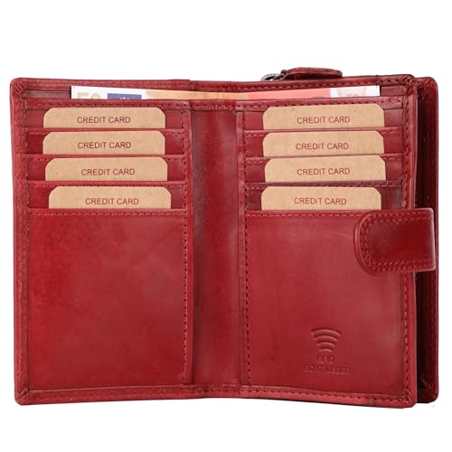 Protección RFID en cartera pequeña mujer Benthill de cuero rojo 2