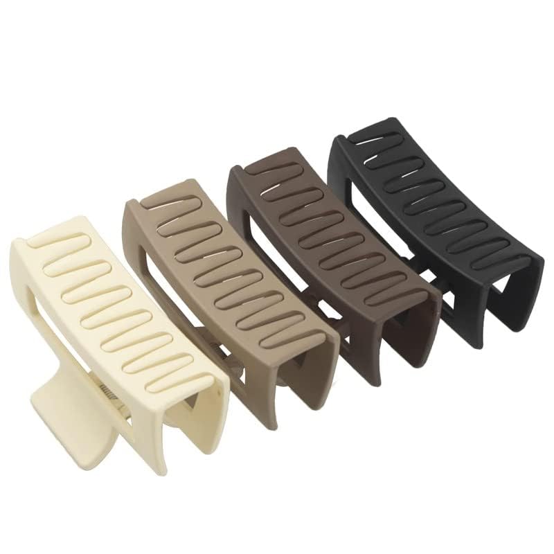 GrenzaFab 4 Pcs Rectangle Claw Clip Hair Jumbo Strong Hold Matte Hair Clips Fashion Hair Styling Accessories for Women Girls