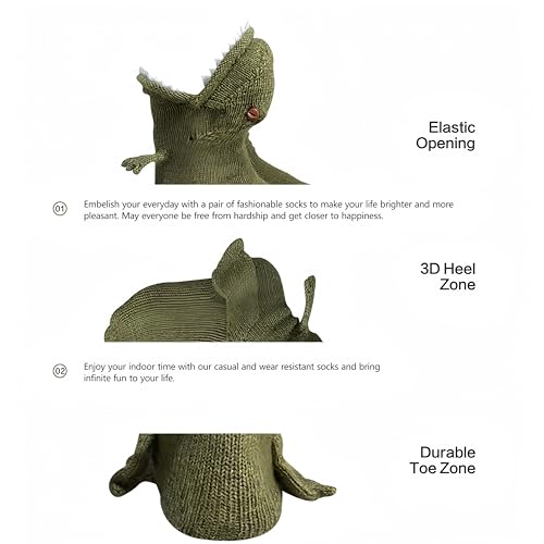 Image of LOLAT Novelty Animal Socks Knit Shark T-Rex Dinosaur Alligator Croc Sock for Christmas Gifts Creative Home Warm