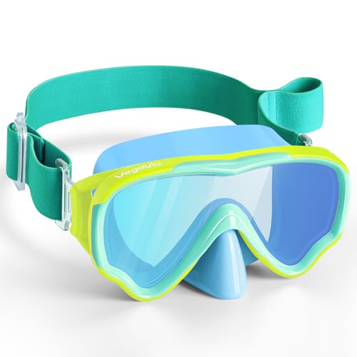 Vegovia Kids Swim Goggles with Nose Cover, Soft Elastic Fabric Strap