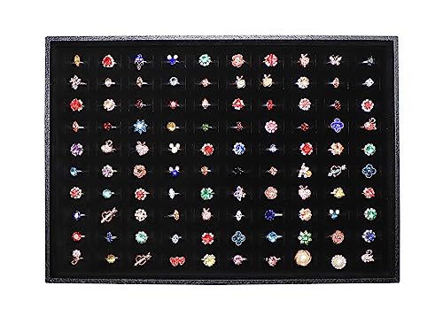 Wudygirl Ring Holder 100 Slots Ring Organizer Stackable Jewelry Tray for Drawer(100 Slots Ring)