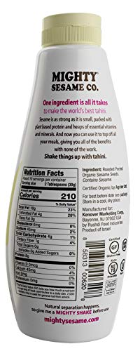 Mighty Sesame, Organic, Fine Sesame Tahini, 10.9oz, Squeezable Bottle, Gluten Free, Ready to use!