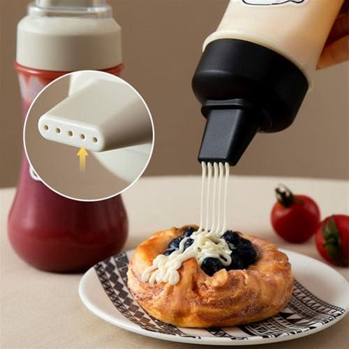 Image of Multipurpose Squeeze Bottle - Leak-Proof Plastic Sauce Dispenser with Flip Cap & Easy Flow Nozzle for Ketchup, Mayo & Honey, Reusable Sauce Bottle for Travel, School Kids & Office (2)