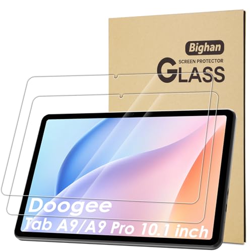 Bighan 2 Pack Screen Protector Compatible with DOOGEE Tab A9/A9 Pro 10.1 9H Hardness Tempered Glass Film Clear Anti-Bubble Full Coverage foil