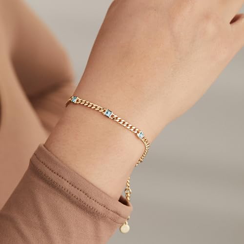 Image of Alex and Ani September Birthstone Sapphire Curb Chain Bracelet