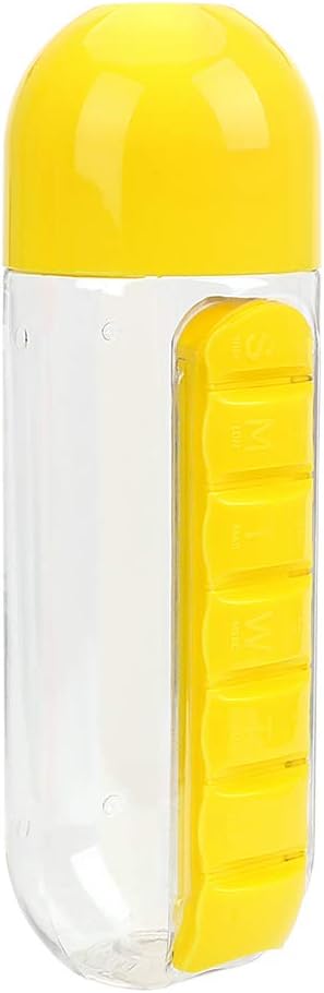 KJHLL Plastic Leak-proof 600ml My Water Bottle With Daily Pill Box Organizer Fruit Lemon Juice Drinking Bottle Sports Cycling Camping Bottles