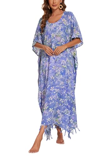 Image of Beautybatik Women Hand Blocked Batik Rayon Caftan Kaftan Bali Loungewear Maxi Plus Size Long Dress XL to 4X