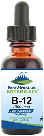 Pure Mountain Botanicals B12 Vitamin 1000 mcg – Kosher B12 Drops in 1oz Bottle with Natural Berry Flavor