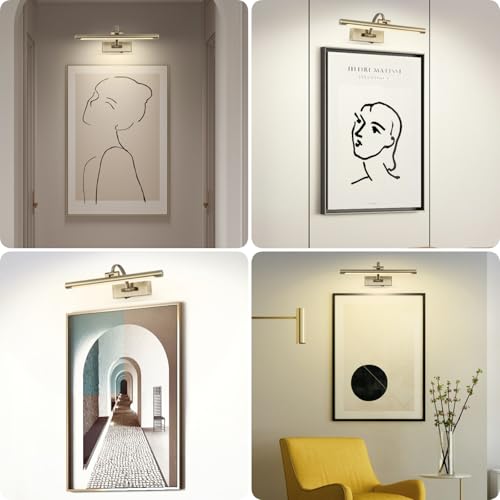 Image of Tassuowell LED Picture Lights for Wall Rechargeable, Battery Operated Art Light for Paintings Wireless,15.7inch Antique Bronze Gallery Light for Artwork
