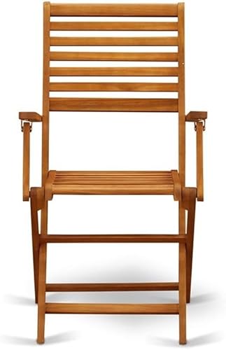 Miniatura 5 de East West Furniture BBSCANA Beasley - Sillas de comedor plegables para patio con reposabrazos, madera de acacia, juego de 2, aceite natural