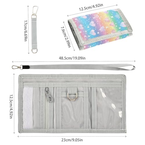 ALAZA Kids Wallets for Boys Girls Toddler Trifold Wallet Children Small Pastel Rainbow Heart with Zipper Coin Pocket3