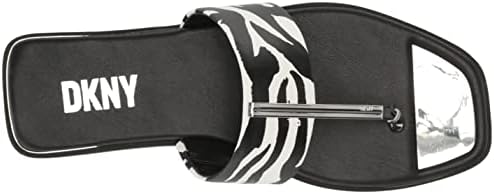 DKNY Women's Comfortable Chic Shoe Deja Flat Sandal, Black/White, 10 | Image 4