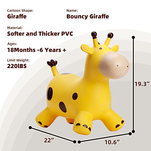 Image of EVERICH TOY Giraffe Bouncy Animal Hopper for Toddlers 18 Months+, Inflatable Bouncing Hopper Toys, Outdoor Indoor Ride on Horse Bouncer Hopping Toys, Birthday Gifts for Boys Girls 2 3 4 5 6 Years Old