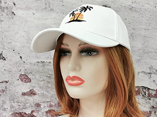Hepandy Palm Tree Embroidered Baseball Cap For Women Men Girl, Summer Beaches Outdoor White Trucker Hats Adjustable Snapback Golf Dad Hats thumb #4