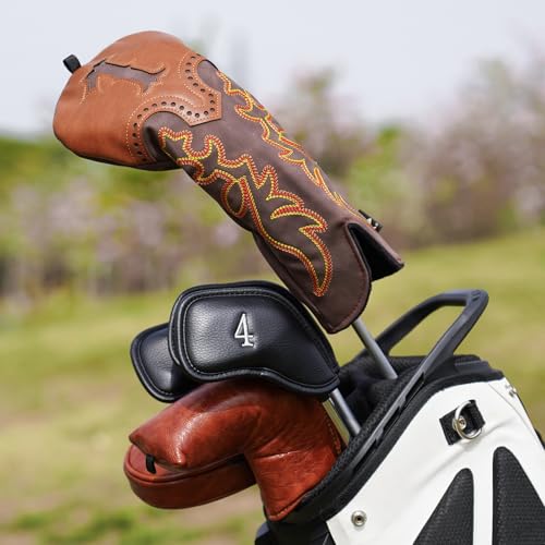 Craftsman Golf Cowboy Western Retro Brown Durable Golf Driver Headcover Cover fits up to 460cc Head