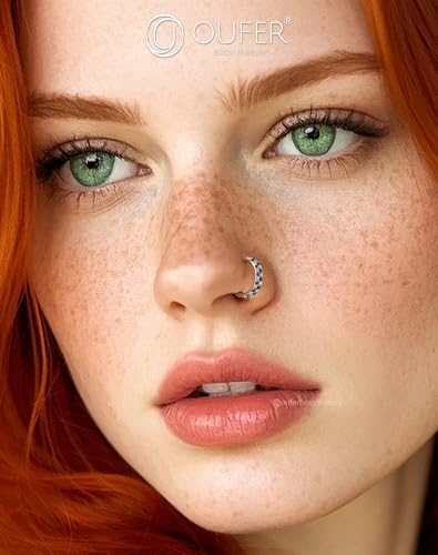 OUFER 20G Checkerboard Nose Rings For Women, 316L Surgical Steel Nose Rings Hoops, Black and Clear Cyrstal Double Hoop Hinged Segment Septum Conch Helix Lip Body Piercing Jewelry for Men-6/7/8MM2