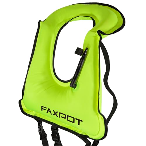 Faxpot Snorkel Vest, Adults Portable Kayaking Buoyancy Inflatable Swim Vest Jackets, Diving Surfing Adjustable Snorkeling Vest Swimming Jacket for Outdoor Water Sports Fun Safety