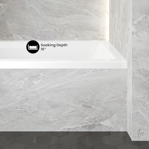 Image of Swiss Madison Voltaire 54 inch x 30 inch Acrylic Glossy White, Alcove, Integral Left-Hand Drain, Bathtub