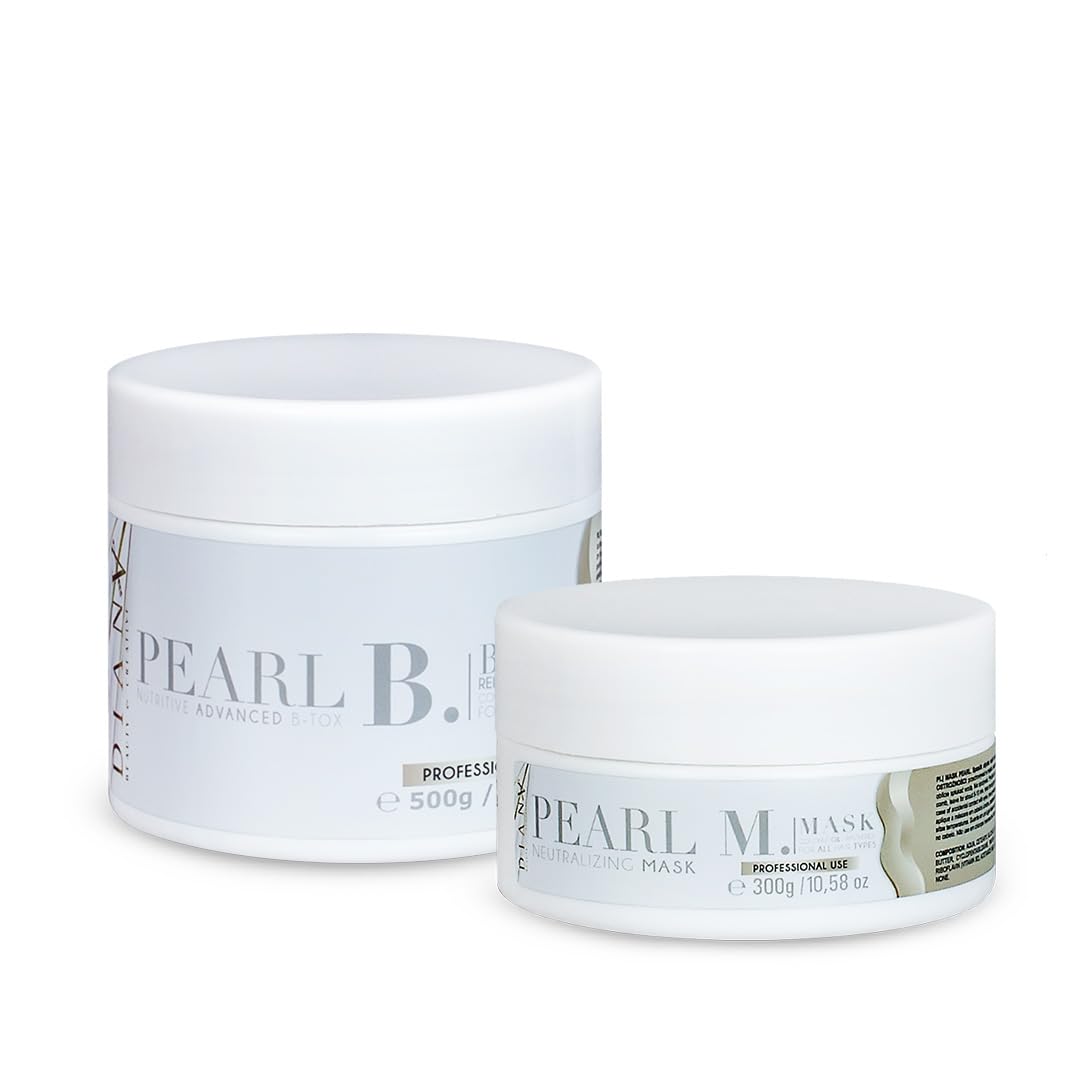 B-Tox für Haare und Haarmaske, Kleines Set, Haarkur mit Zusatz von Aminosäuren und B-Vitamine, Haarregeneration, Haarpflege - Pearl, 500g + 300g