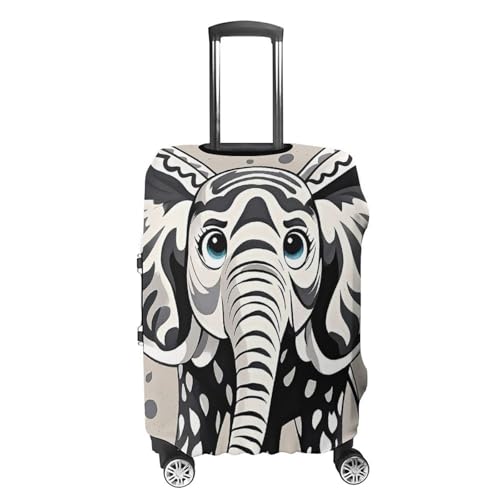 Black And White Elephant Printed Luggage Cover Protector, Fits 18-32 Inch Luggage4