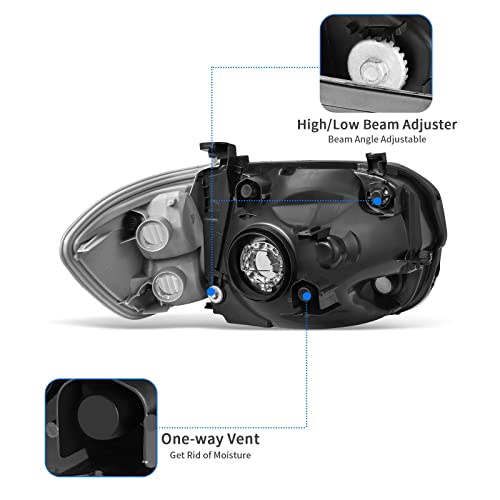 DWVO Headlight Assembly Compatible with 2005-2006 Tundra Double Cab (4 Full-Size Doors Only) 2005-2007 Sequoia Black Housing Clear Lens Clear Reflector (Not suitable for Regular Cab and Assess Cab) by DWVO - Used condition - Image 3
