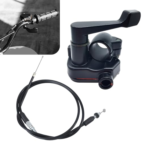 Yumfugu Pack-1 Thumb Throttle Cable, 7/8\" 22mm Thumb Throttle Cable Accelerator Control Assembly, Replacement for 50CC 70CC 90CC 110CC 125CC 250CC ATV Quad Go Kart Pit Bike (Black)