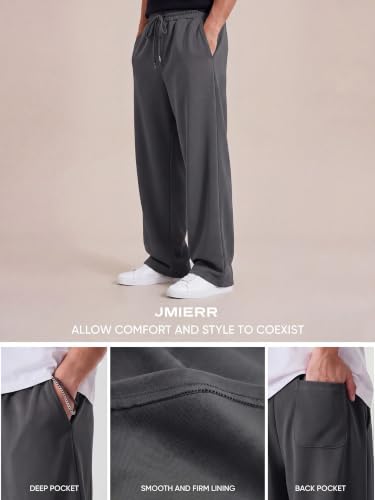 Image of JMIERR Men's Casual Baggy Pants Lightweight Wide Leg Lounge Travel Pants Streetwear with Pockets