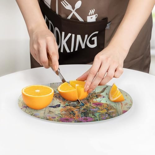 Tablas de Cortar de Vidrio Templado con Diseño de Vaca Highland y Mariposa, Antideslizantes con Patas de Goma, Resistentes a Rayones para Cocina miniatura 7