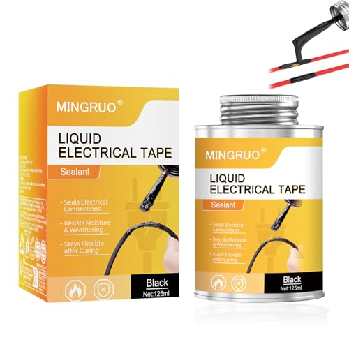 MINGRUO Colle de Ruban Isolant Liquide, Ruban éLectrique Liquide Noir, Revêtement en Caoutchouc Isolant pour isolation des Câbles Intérieur et Extérieur (Noir,...