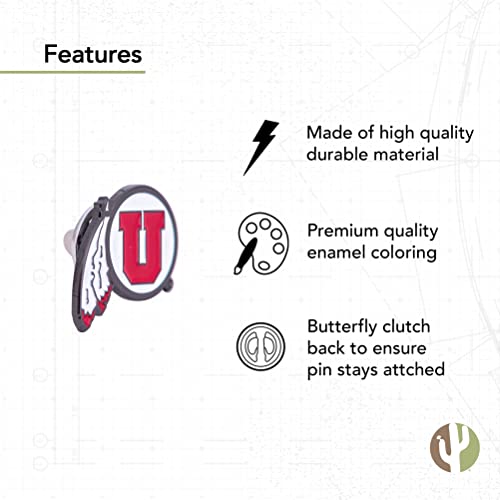 Image of Desert Cactus University of Utah Lapel Pin UTAH Utes Made of Metal for Formal Wear, Bag and Hat Jewelry, and Tie Tack (Pin 2)