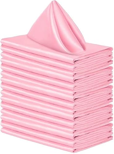 Silky Satin Cloth Napkins, 12PC Satin Napkins, 30cmx30cm(Pink)