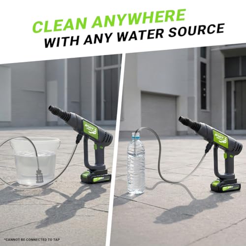 Image of DYLECT AirWash Go Cordless Pressure Washer Gun, Battery-Operated High Pressure Car Washer with Adjustable Nozzle, Foam Spray, 5m Hose | Reliable Power for Car, Bike & Home Cleaning (Dark Grey)