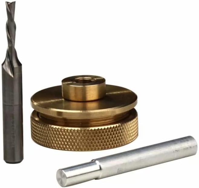 Infinity Tools Brass Inlay Kit w Spiral Bit Centering Pin Premium Carbide Router Bit | Woodworking Tools for Trim Cutting Shaping
