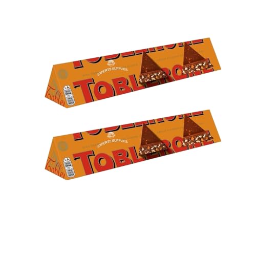 2 x NewTobleron Orange Twist with Honey & Almond Nougat Chocolate Bar 340g, Sutible For Vegetarians Perfect for Sharing and Gifting For Everyone For Christmas & New Year