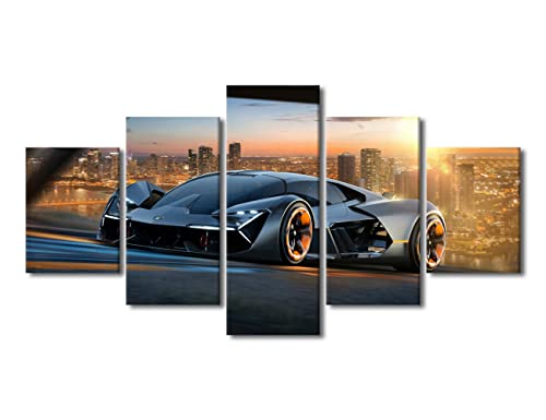 Toile murale noire de voiture de sport TUMOVO grand tableau encadré salon 152x81 cm