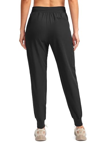 Yyv Women's Hiking Pants Lightweight Quick Dry Cargo Joggers Waterproof For Women Travel Walk With Zipper Pockets (Black Xx-Large) #TOP2