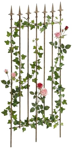CLP Rankgitter Metall 100x50 cm Elisa, Kletterhilfe stabil für Rosen und Efeu, Pflanzgitter im Jugendstil, Rankhilfe für Garten, Farbe:Bronze