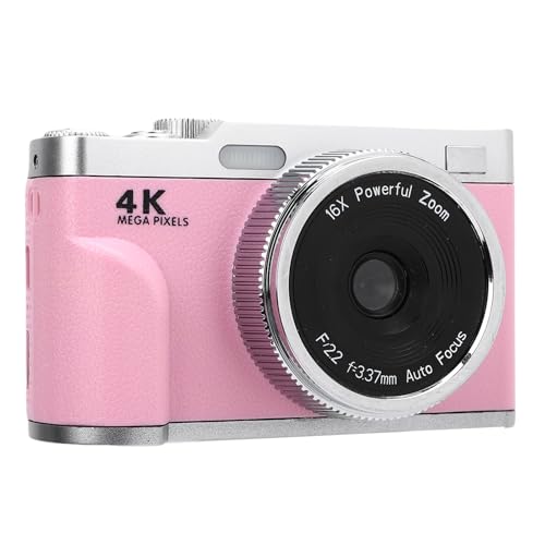 Tosuny 4K Digitalkamera für die Fotografie, 48MP UHD Vlogging Kamera mit 2,8' HD Bildschirm, 16x Digital Zoom, Autofokus, Anti Shake, Vielseitige Film Modi, Auf nahme während des (PINK)
