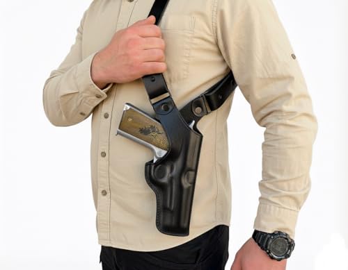 Leather Shoulder Holster Fits Sig Sauer P226 P229 P320 P365 P250 P238 P239 P938, Premium Leather, Vertical Posture (Black, Sig P320 Compact)