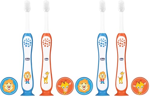 Image of Chicco Toothbrush Set Blue + Orange 3Y-8Y (Pack of 2)