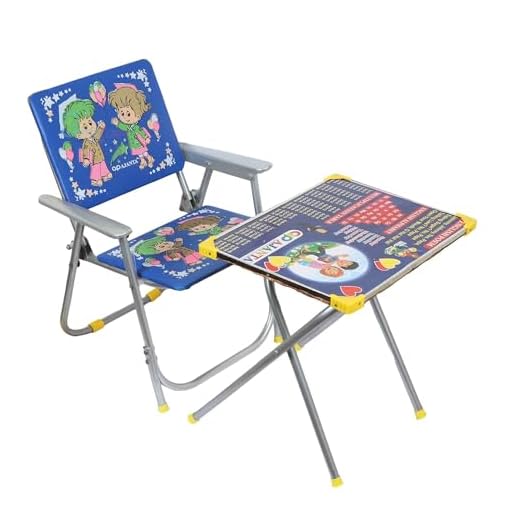 Babyjoys Kid's Metal Frame Study Table and Chair Combo Set (Blue)