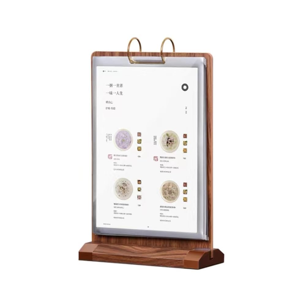 NatureMan A5-Schilderhalter aus Walnussholz, vertikal, 6 Seiten (12 Seiten), doppelseitiger Flyer-Display-Rahmen mit Sockel, Tischkarte für Geschäft, Restaurant, Speisekarten, Einzelhandel, Messe (10