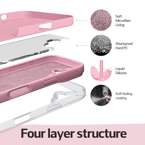 Image of iPhone 17 Case Silicone,Soft Microfiber Lining(Rose Pink)