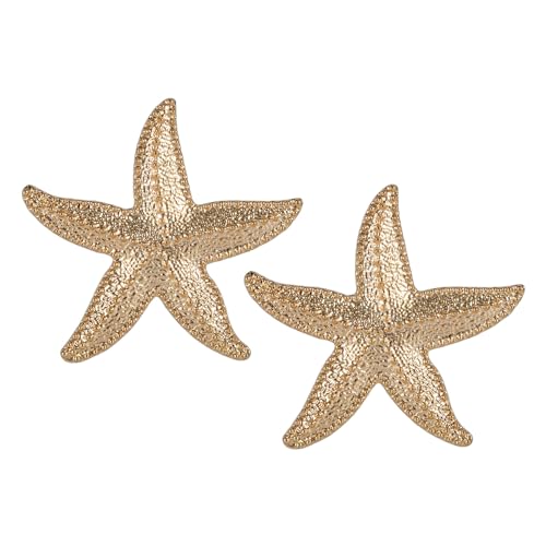 Boucles d'Oreilles Étoile de Mer pour Femmes, 3,5cm Or Personnalisés Boho Clous Bijoux pour Filles Femmes Plage d'Été Accessoires Océan