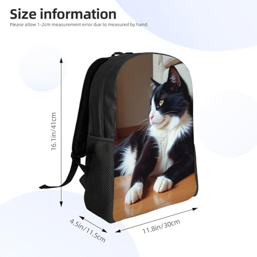 Comfort Fit Unisex White Cat Rolling Back Wooden Floor Backpack Durable Daily Commute Travel Adventures 16 Inch4