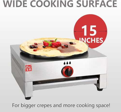 Crêpe-Maschine, 39,5 cm, kommerzielle Crêpe-Maker-Maschine, Methangas-Pfannkuchen, große Kochplatte, antihaftbeschichtet, für Geschäft, Get-Togethers, Eierpfannkuchen, Hot Dogs – Bild 3